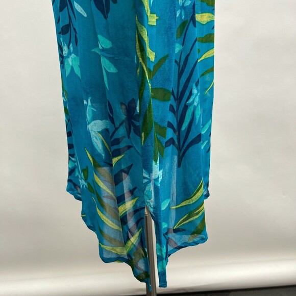 Avenue Women's Top Size 22 24 Blue Green Multicolor 100% Rayon Leaves Sheer - Picture 6 of 8